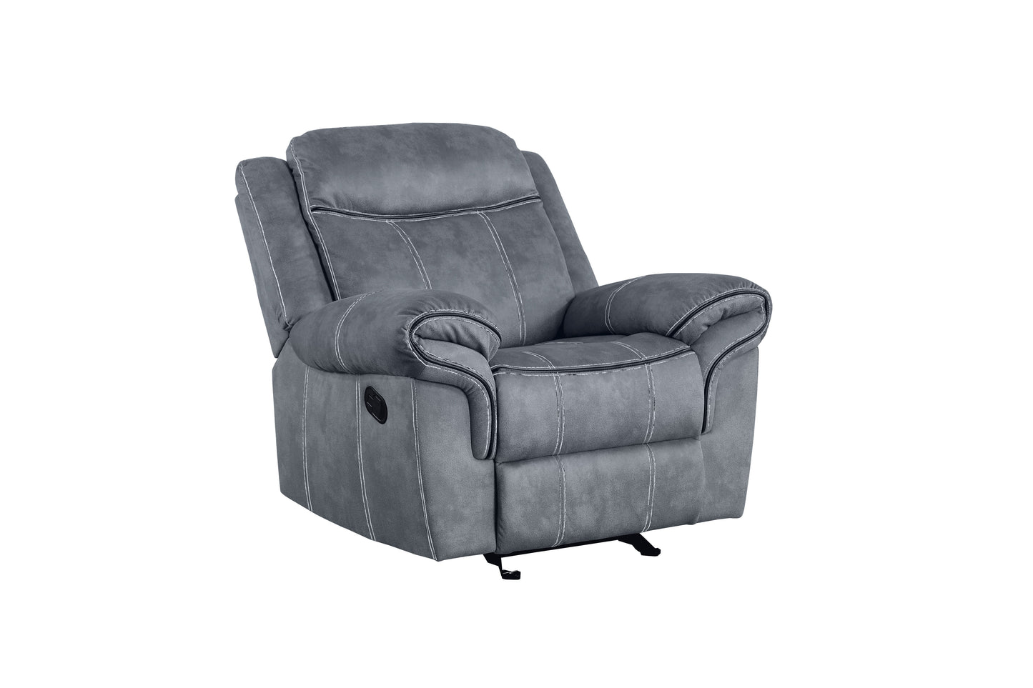 Zubaida - Two Tone Velvet 3 Piece Recliner Living Room Set - Gray