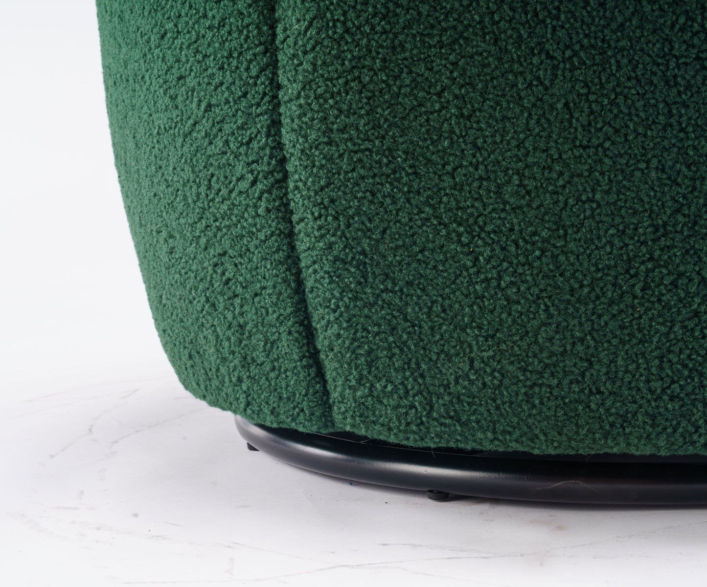 Teddy Fabric Swivel Accent Armchair Barrel Chair With Black Powder Coating Metal Ring - Dark Green
