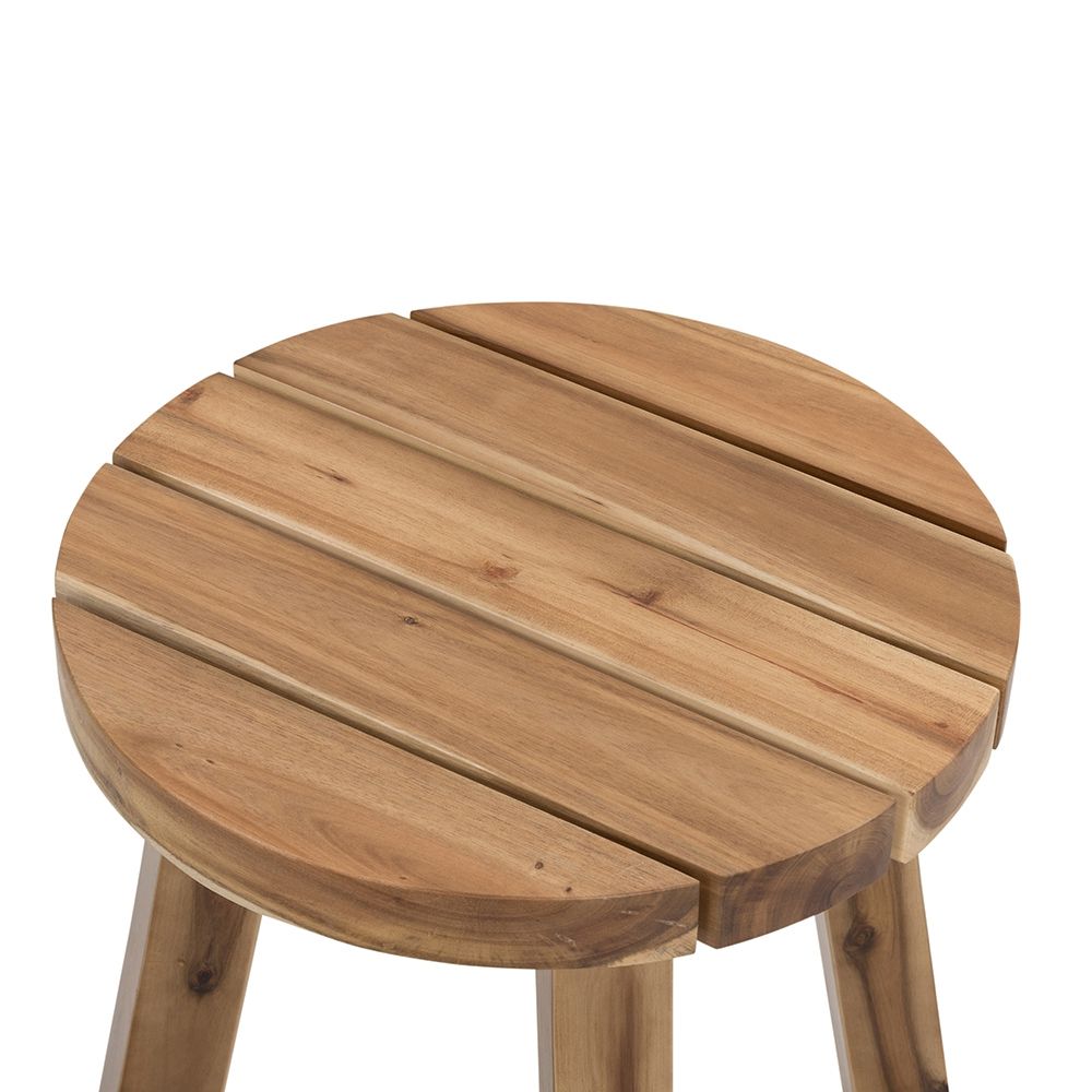 Round Side Table, Solid Wood - Natural Wood / Brown
