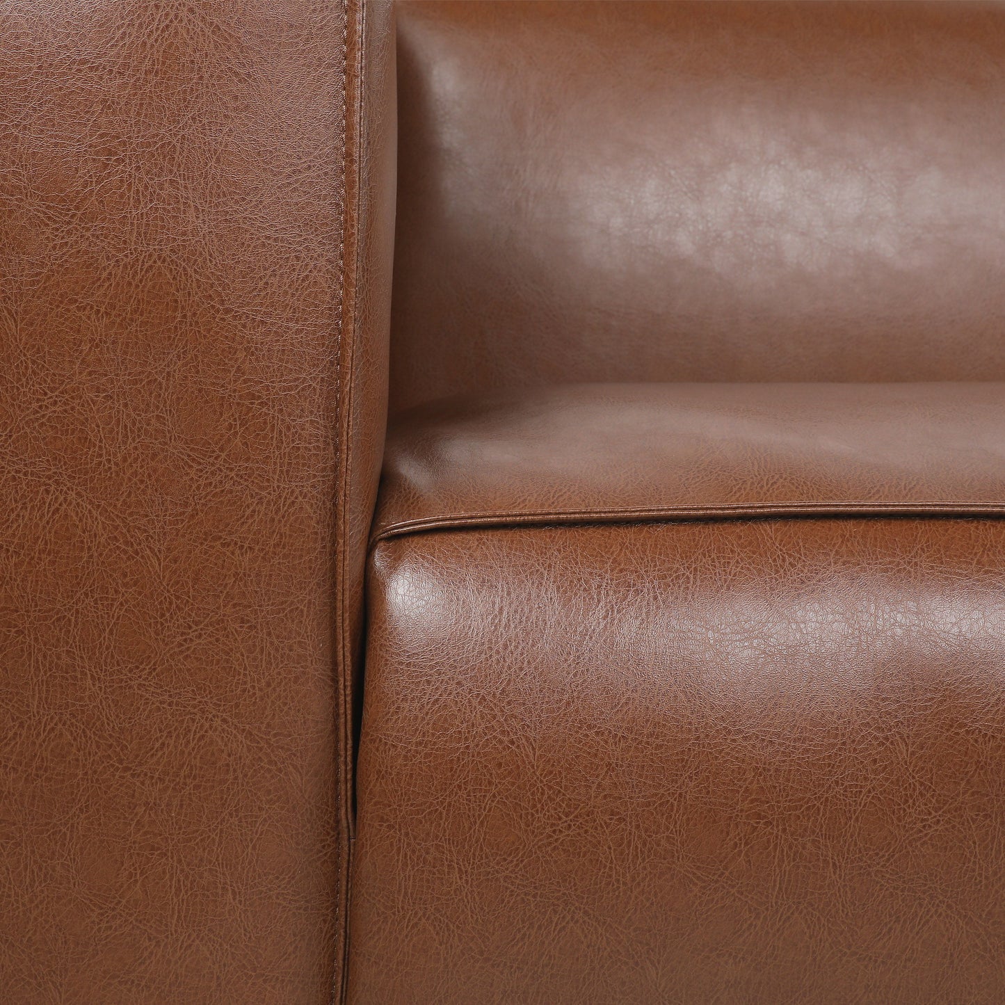 Contemporary 3 Seater Sofa With Tuxedo Design - Light Brown