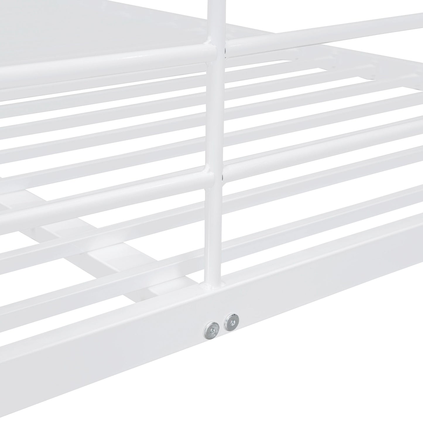 Full Long Over Queen Metal Bunk Bed - White