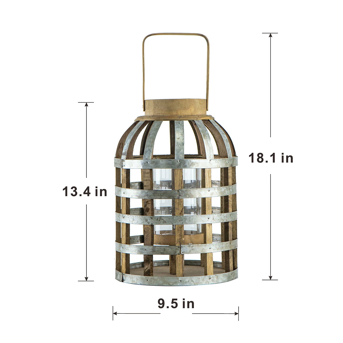 Decorative Lantern With Handle, Wooden Lantern For Indoor Outdoor, Home Garden Wedding - Silver