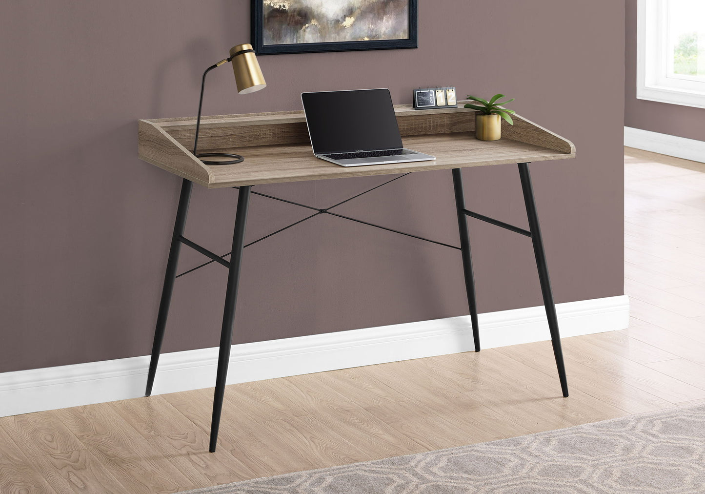 Computer Desk For Home Office, Laptop, Storage Shelves, Contemporary Versatile Placement - Taupe