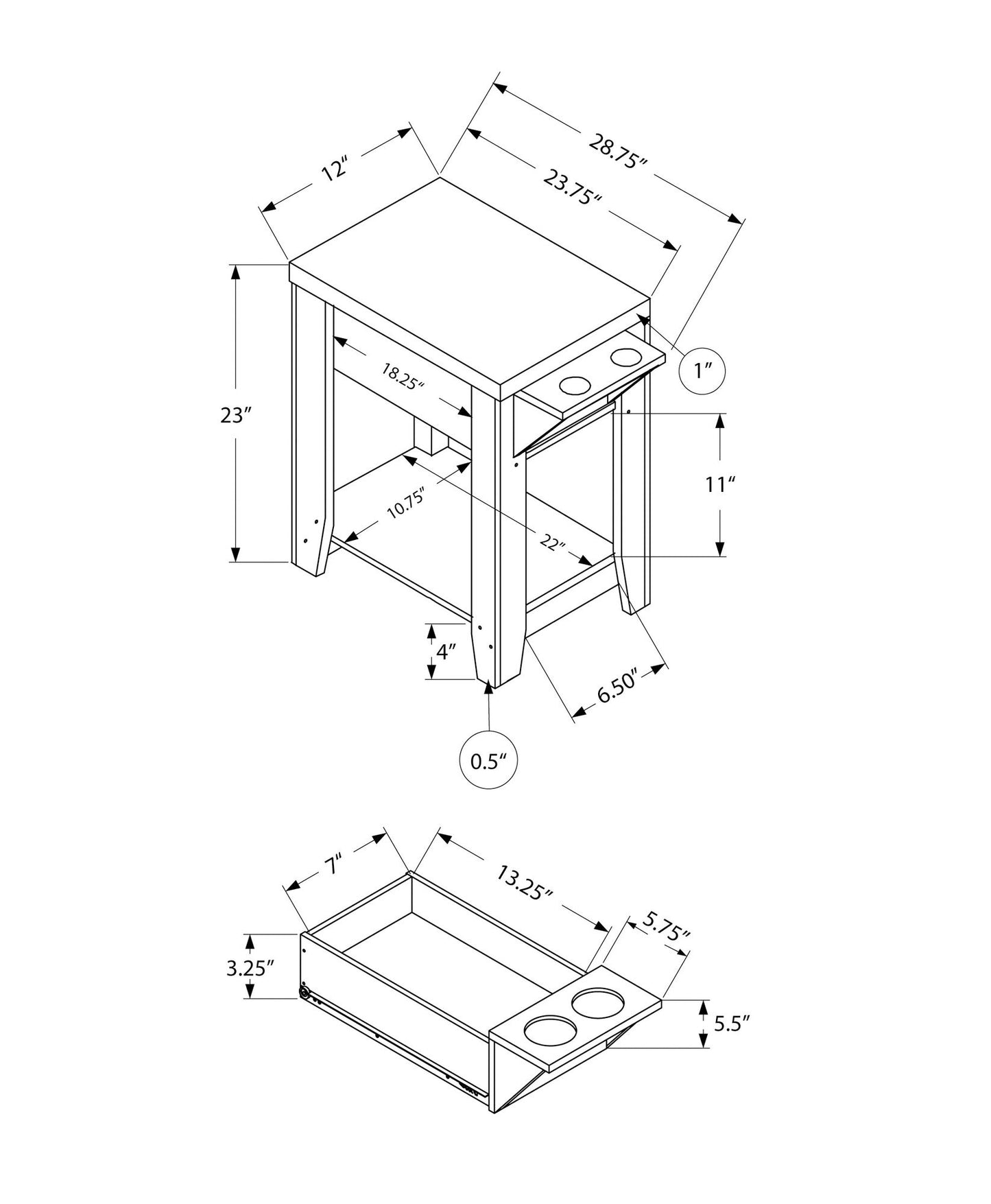 Accent Side Table, Storage, Lamp, Transitional - Espresso