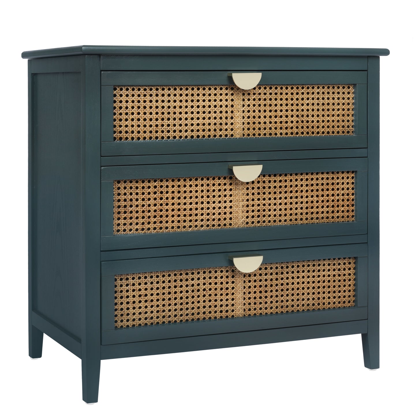 3 Drawer Cabinet - Natural Rattan, Suitable For Bedroom - Green
