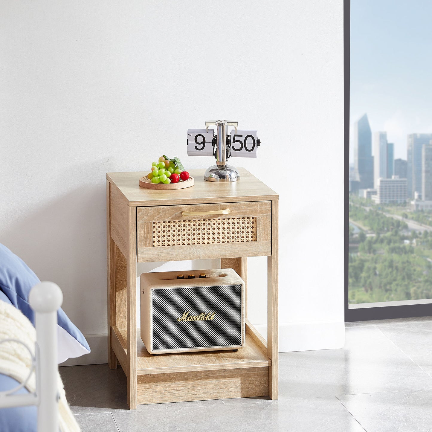 15.75" Rattan End Table With Drawer, Modern Nightstand, Side Table For Living Room, Bedroom - Natural