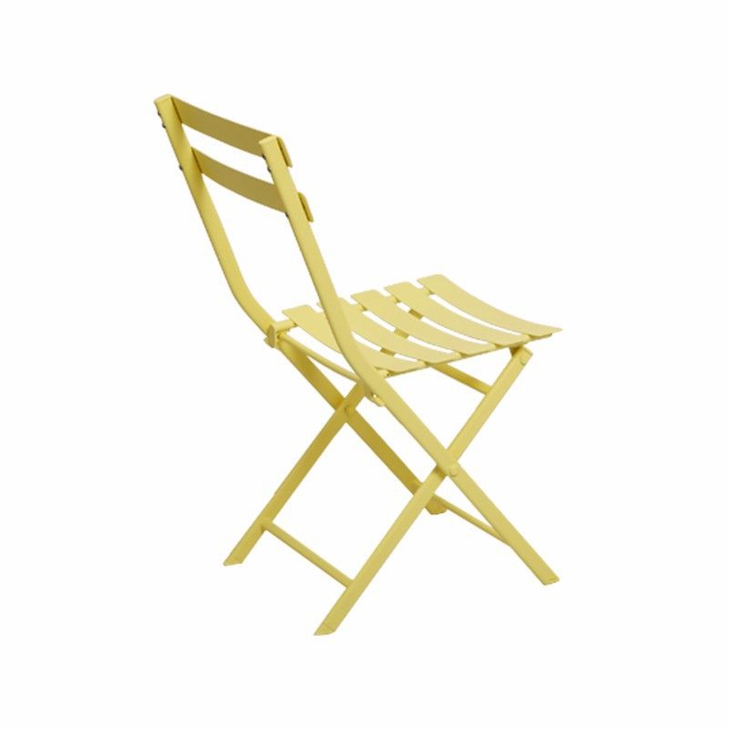 3 Piece Patio Bistro Set Of Foldable Square Table And Chairs - Yellow