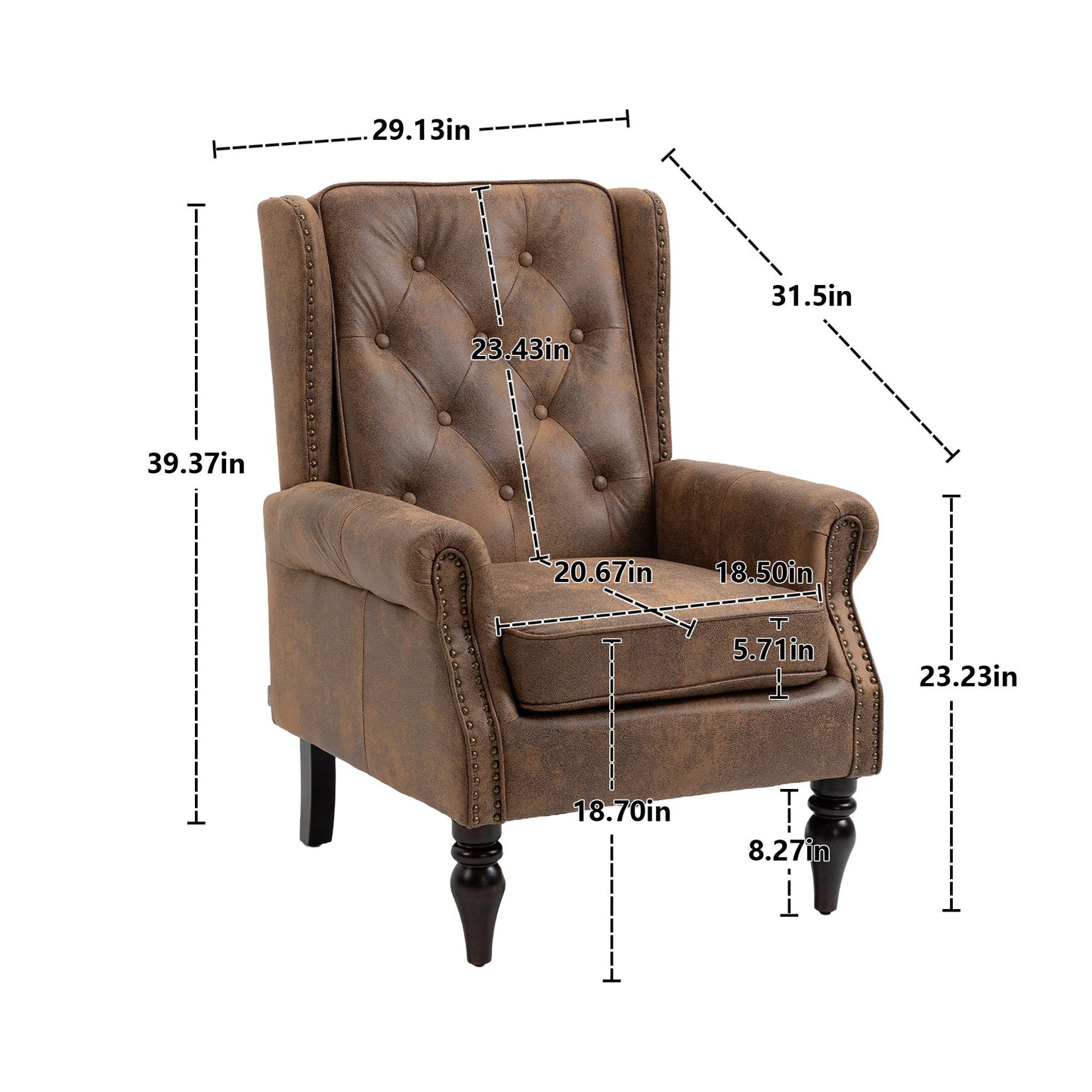 Modern Wood Frame Armchair With Sturdy Wood Legs And Microsuede Upholstery For Living Room