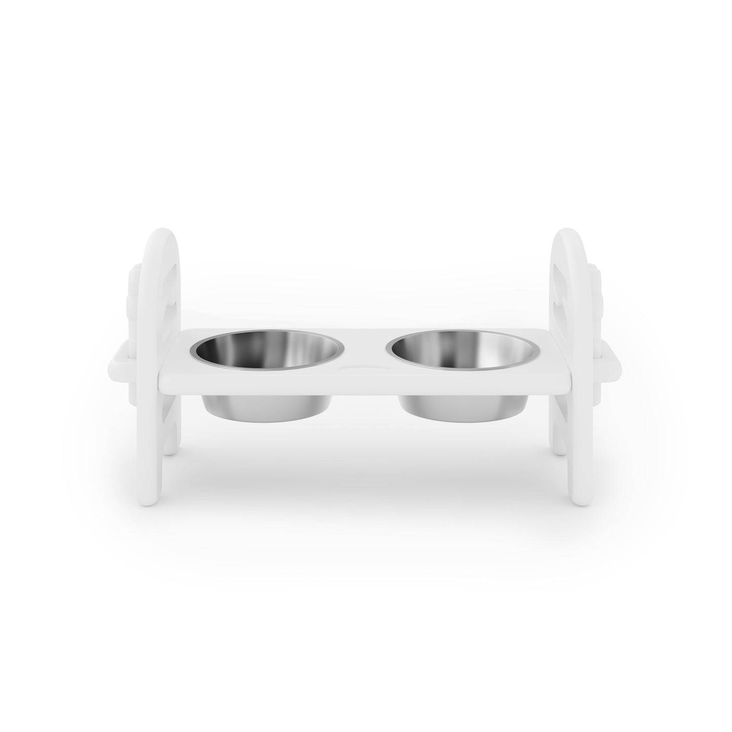 Adjustable Pet Bowl Travel Ready HDPE Durable Poly Lumber Recycled - White