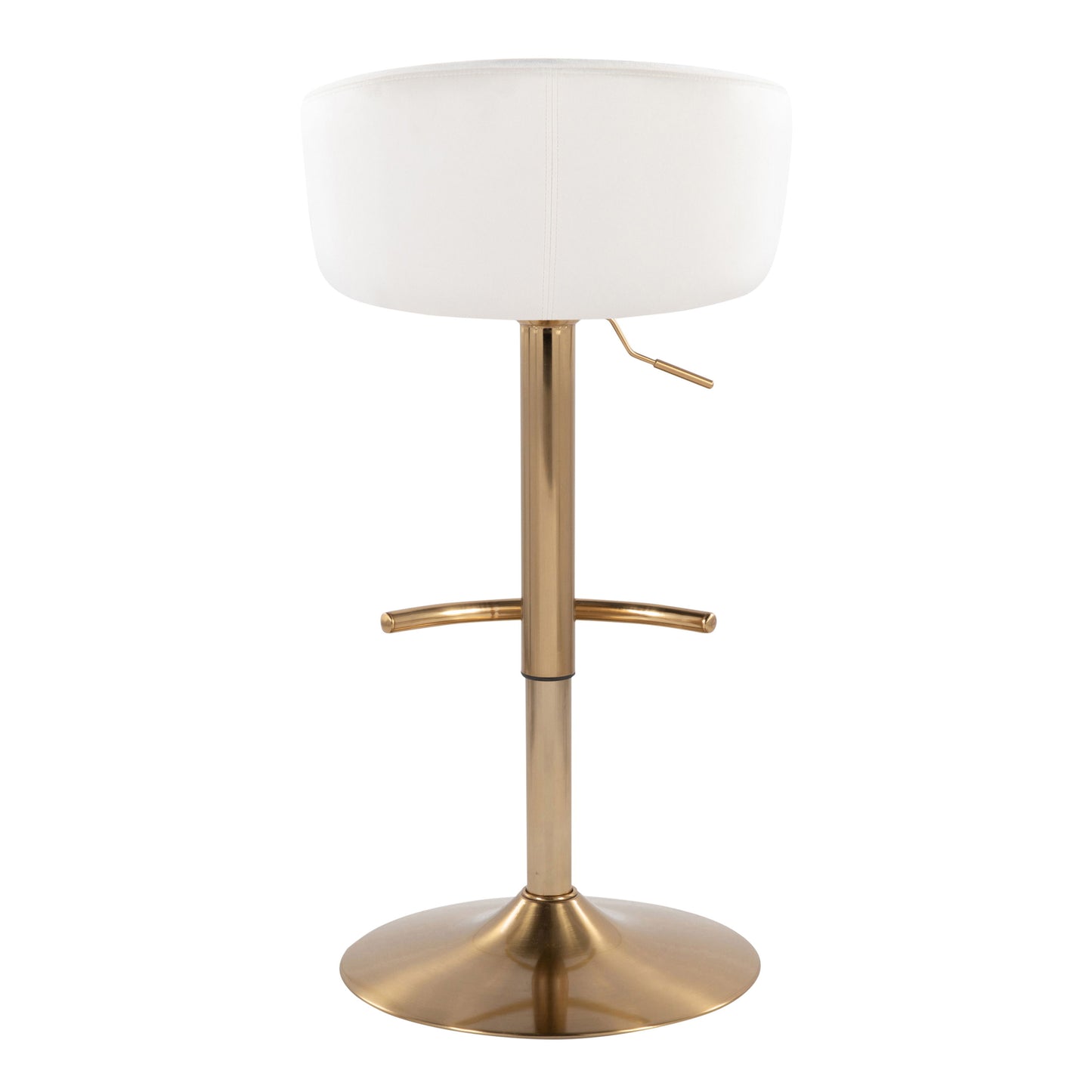Claire - Contemporary / Glam Adjustable Barstool With Swivel With Rounded T Footrest (Set of 2) - Cream