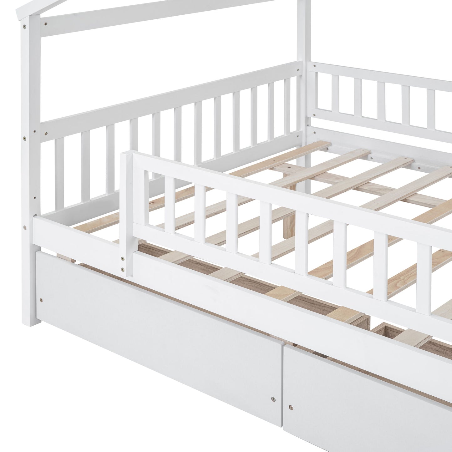 Full Size House Bed With 2 Drawers - White