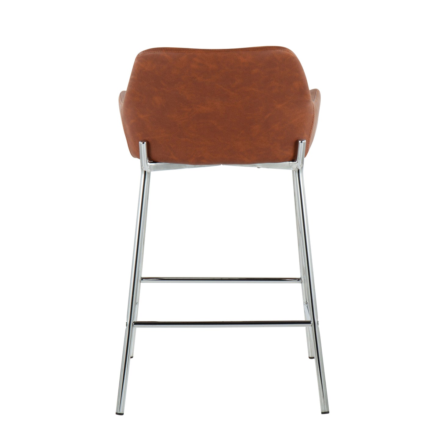 Daniella - Contemporary Fixed Height Counter Stool (Set of 2) - Chrome / Camel