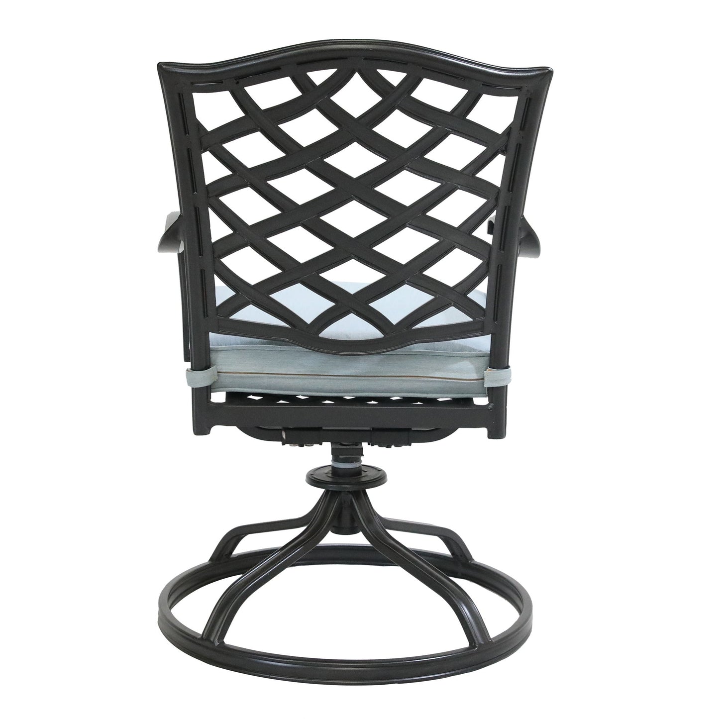 Aluminum 5 Piece Round Dining Set With 4 Swivel Rockers - Light Blue