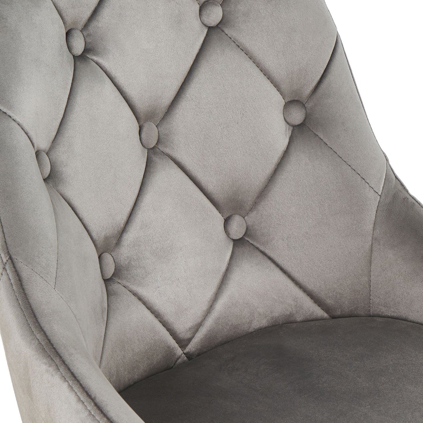 Modern Velvet Fabric Dining Chair With Chrome Legs, Soft And Comfortable, Lift Adjustment, Space Saving - Gray