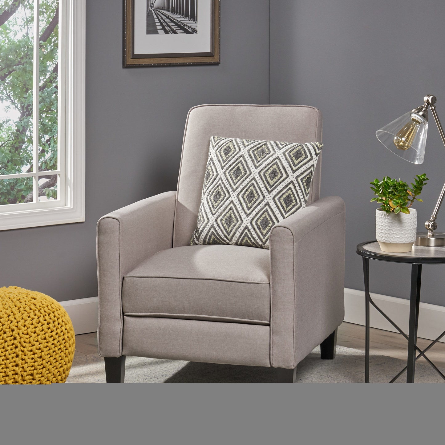 Recliner Push Back Chair For Elegant Home - Beige