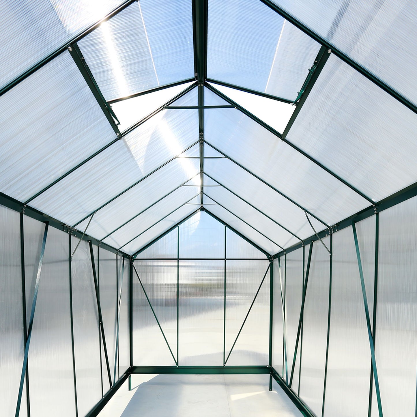 6.3'x12.2'x7' Polycarbonate Greenhouse, Heavy Duty Outdoor Aluminum Walk-In Green House Kit With Rain Gutter, Vent And Door For Backyard Garden - Green