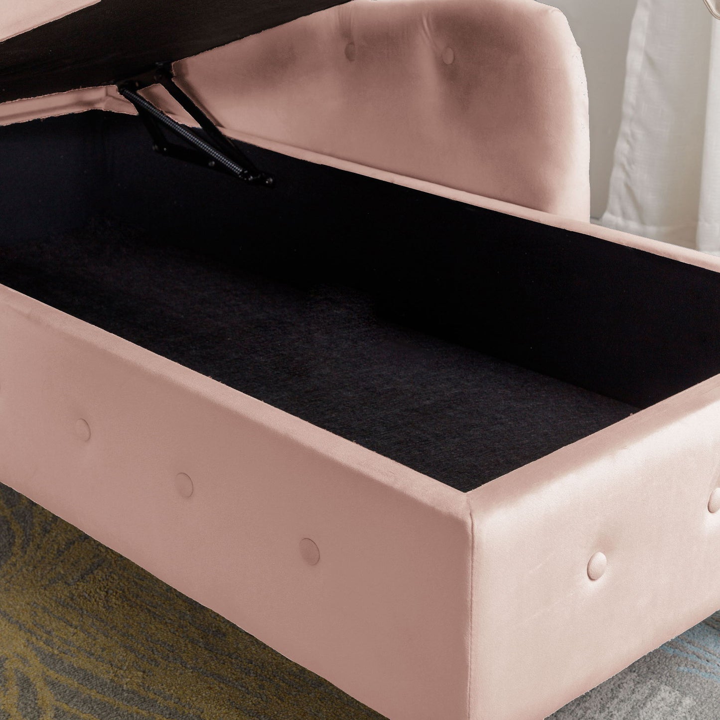 Chaise Lounge Indoor, Velvet Lounge Chair For Bedroom With Storage & Pillow, Modern Upholstered Rolled Arm Chase Lounge For Sleeping With Nailhead Trim For Living Room Bedroom Office - Pink