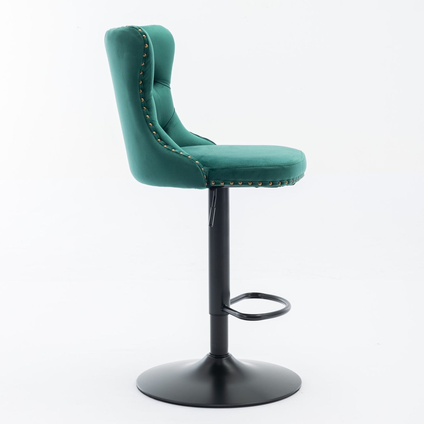 Swivel Velvet Barstools Adjusatble Seat Height, Modern Upholstered Bar Stools With Backs Comfortable Tufted For Home Pub And Kitchen Island (Set of 2) - Green