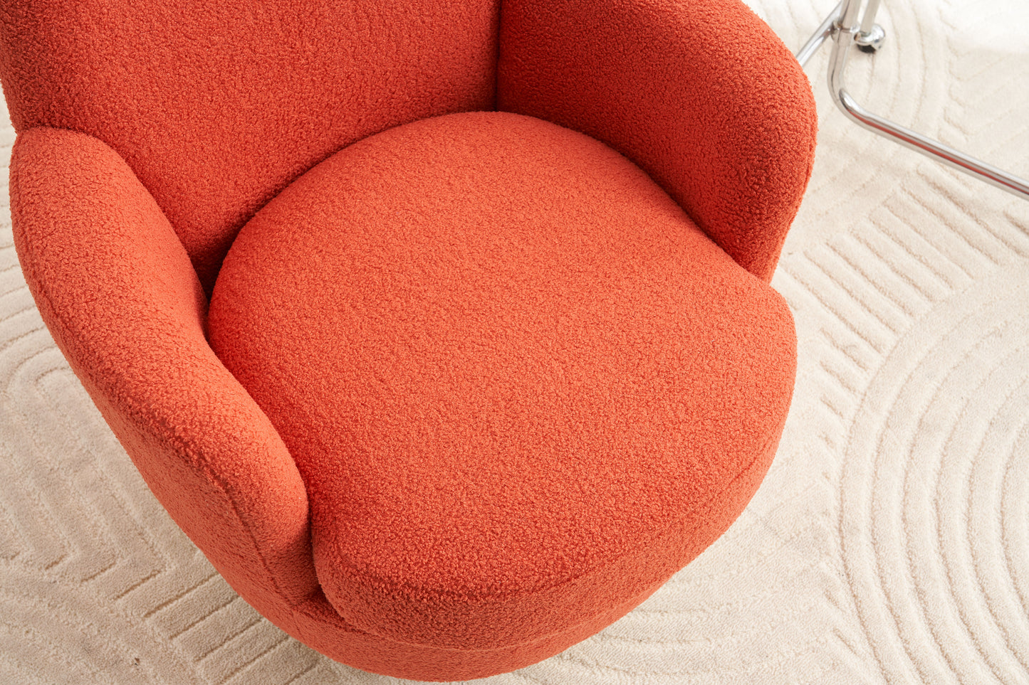 Teddy Swivel Barrel Chair, Swivel Accent Chairs Armchair For Living Room, Reading Chairs For Bedroom Comfy, Round Barrel Chairs With Gold Stainless Steel Base - Orange