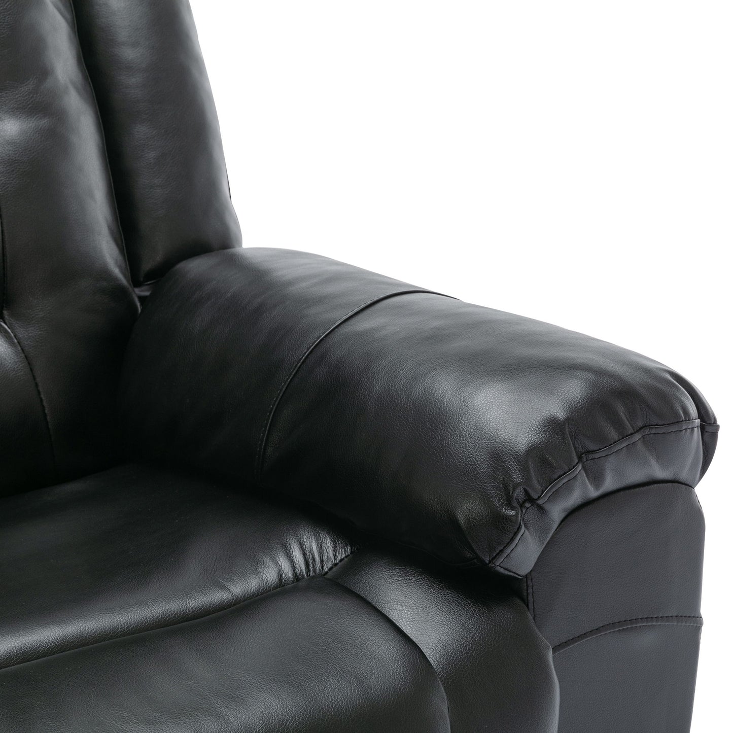 2 Seater Home Theater Recliner Manual Recliner Chair With A Storage Box And Two Cup Holders For Living Room - Black