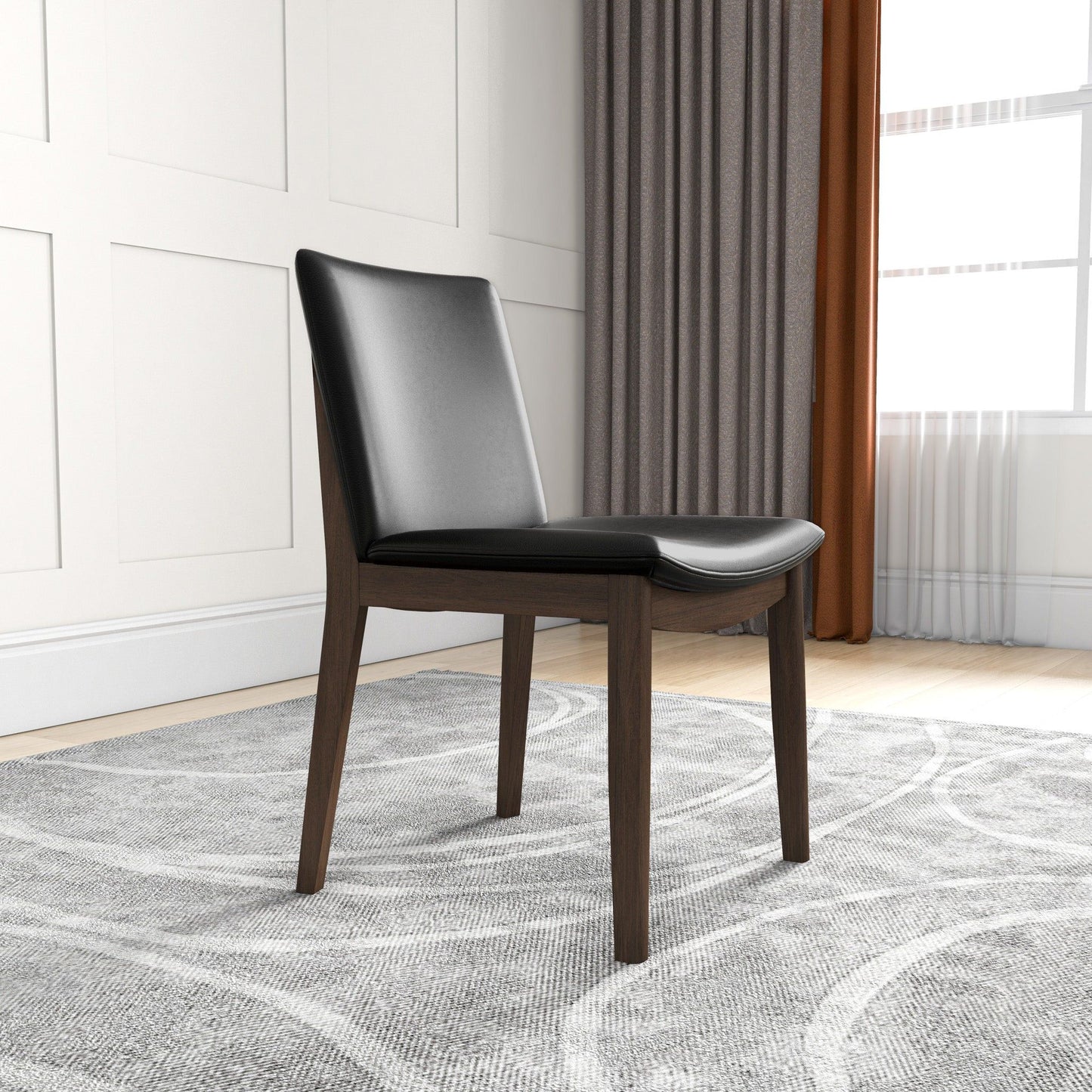 Laura - Mid-Century Modern Solid Wood Dining Chair (Set of 2) - Black