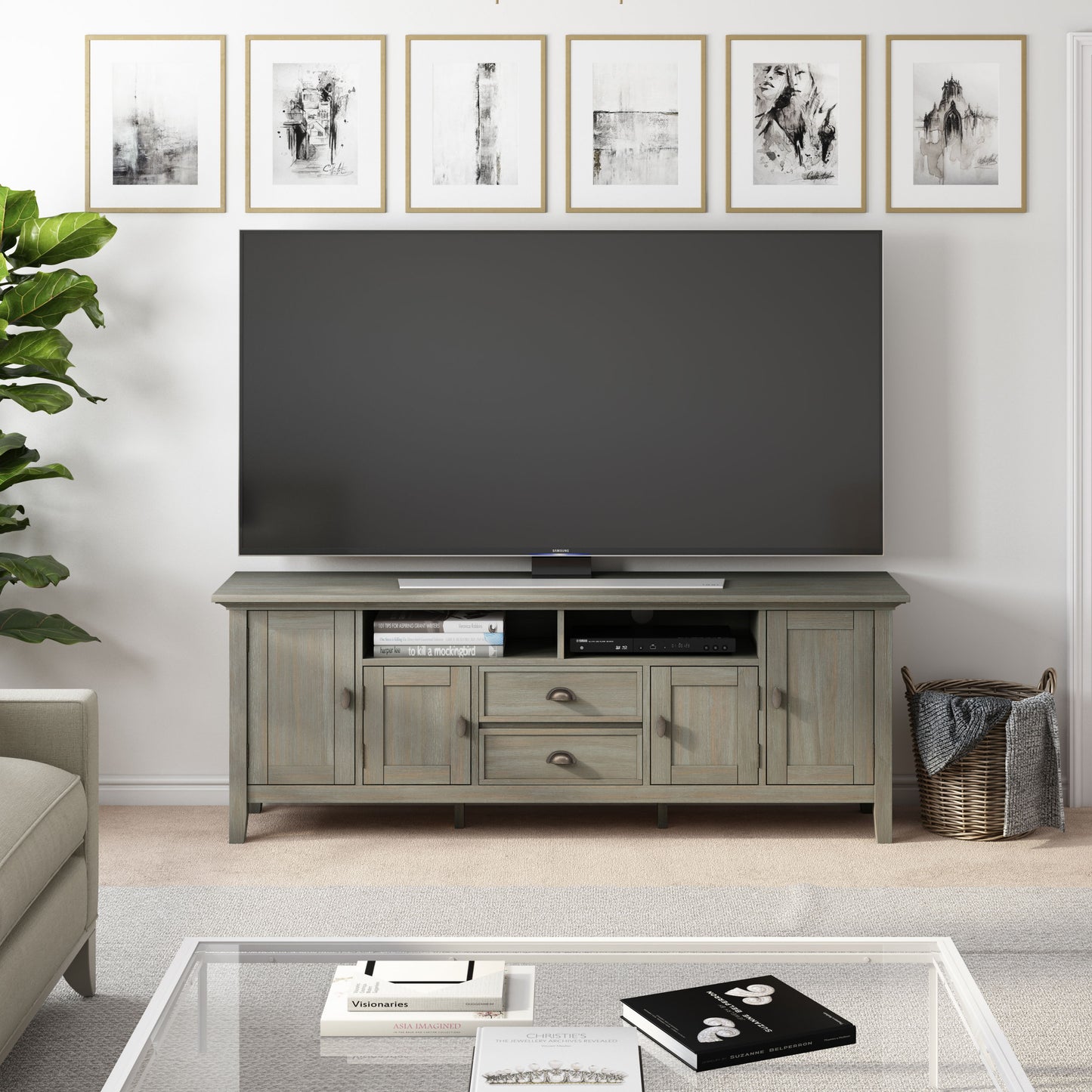 Redmond - TV Media Stand - Distressed Gray