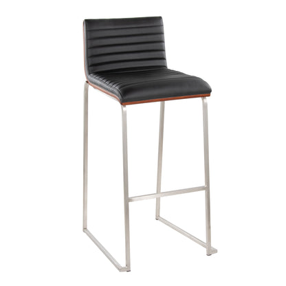 Mason Mara - Contemporary Fixed Height Barstool (Set of 2) - Walnut / Black