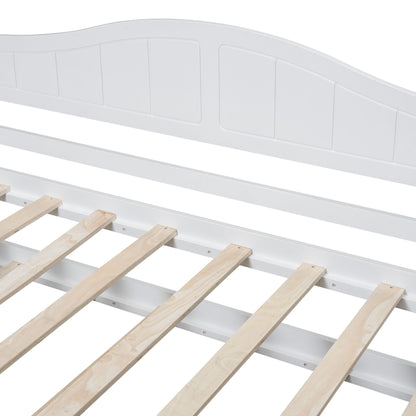 Twin Size Canopy Day Bed With Twin Size Trundle - White