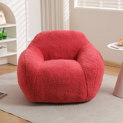 Giant Bean Bag Chair For Adults, Spacious Memory Foam Bean Bag Sofa With Armrests Teddy Fabric, Comfy Seating For Living Room Or Bedroom - Pink