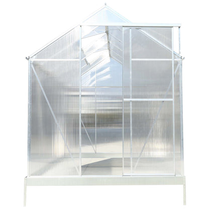 6.3'x10.2'x7' Polycarbonate Greenhouse, Heavy Duty Outdoor Aluminum Walk-In Green House Kit With Rain Gutter, Vent And Door For Backyard Garden - Aluminium
