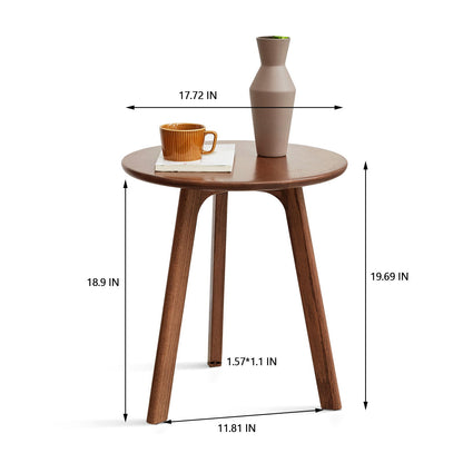 Round Small End Table, Side Table For Bedroom & Balcony - Walnut