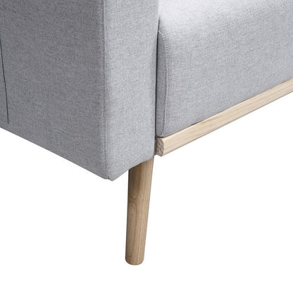 Easton - Linen Fabric Sofa With USB Charging Ports Pockets And Pillows - Light Gray