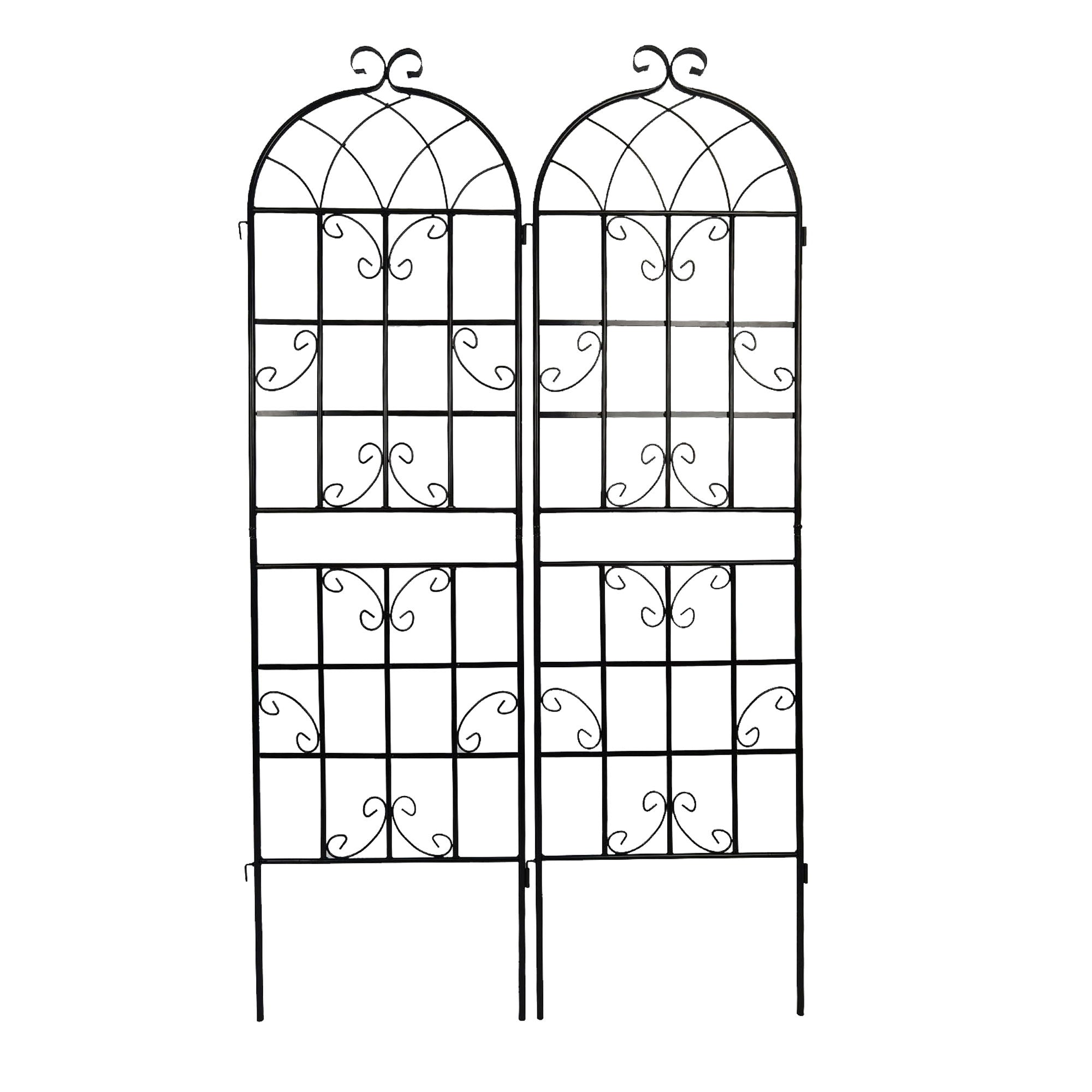 2 Pack Metal Garden Trellis Rustproof Trellis For Climbing Plants Outdoor Flower Support - Black
