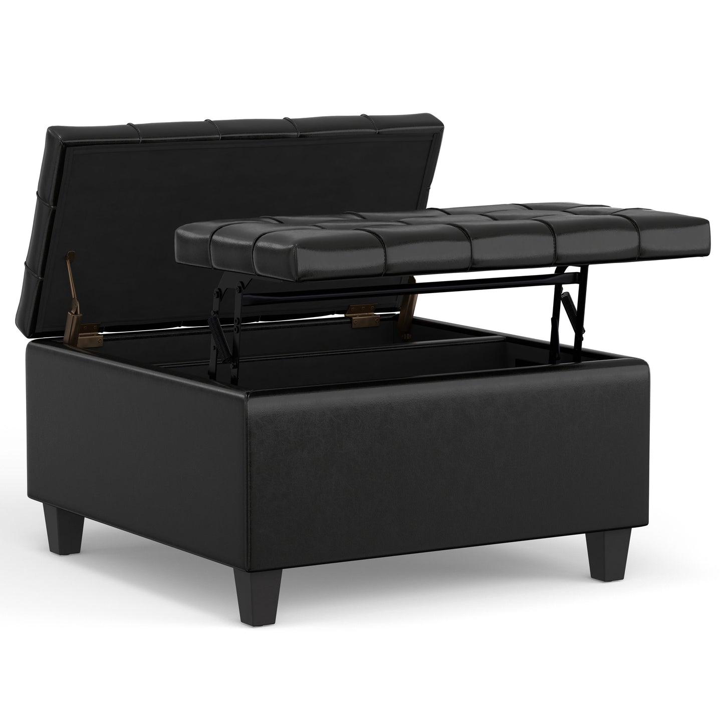 Harrison - Small Square Coffee Table Storage Ottoman - Black