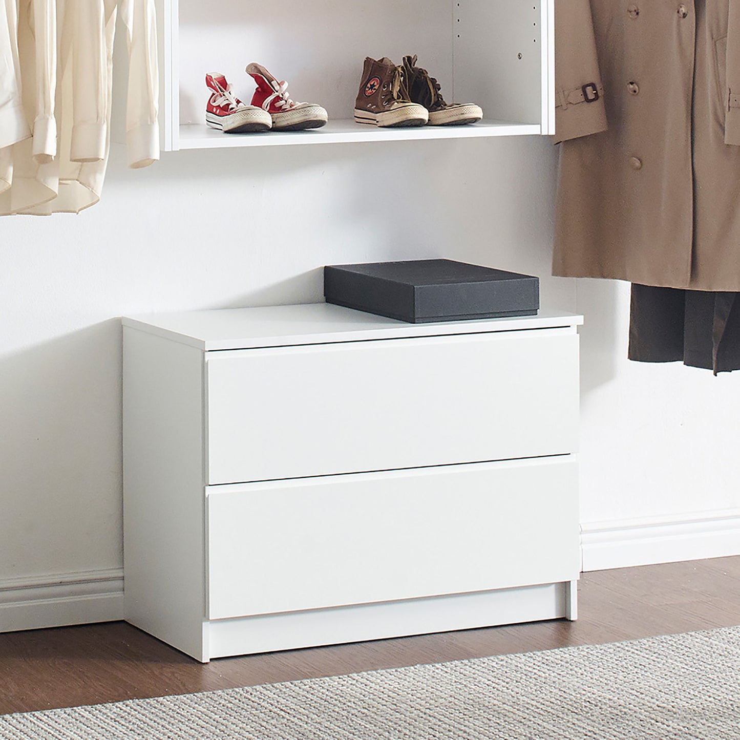 Devi - Wall Mounted Wood Closet System With Modular Units - White