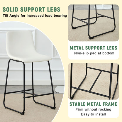 (Set of 2) Modern Minimalist Style Material Bar Stools, Suitable For Kitchen, Bar And Modern Home Design - White
