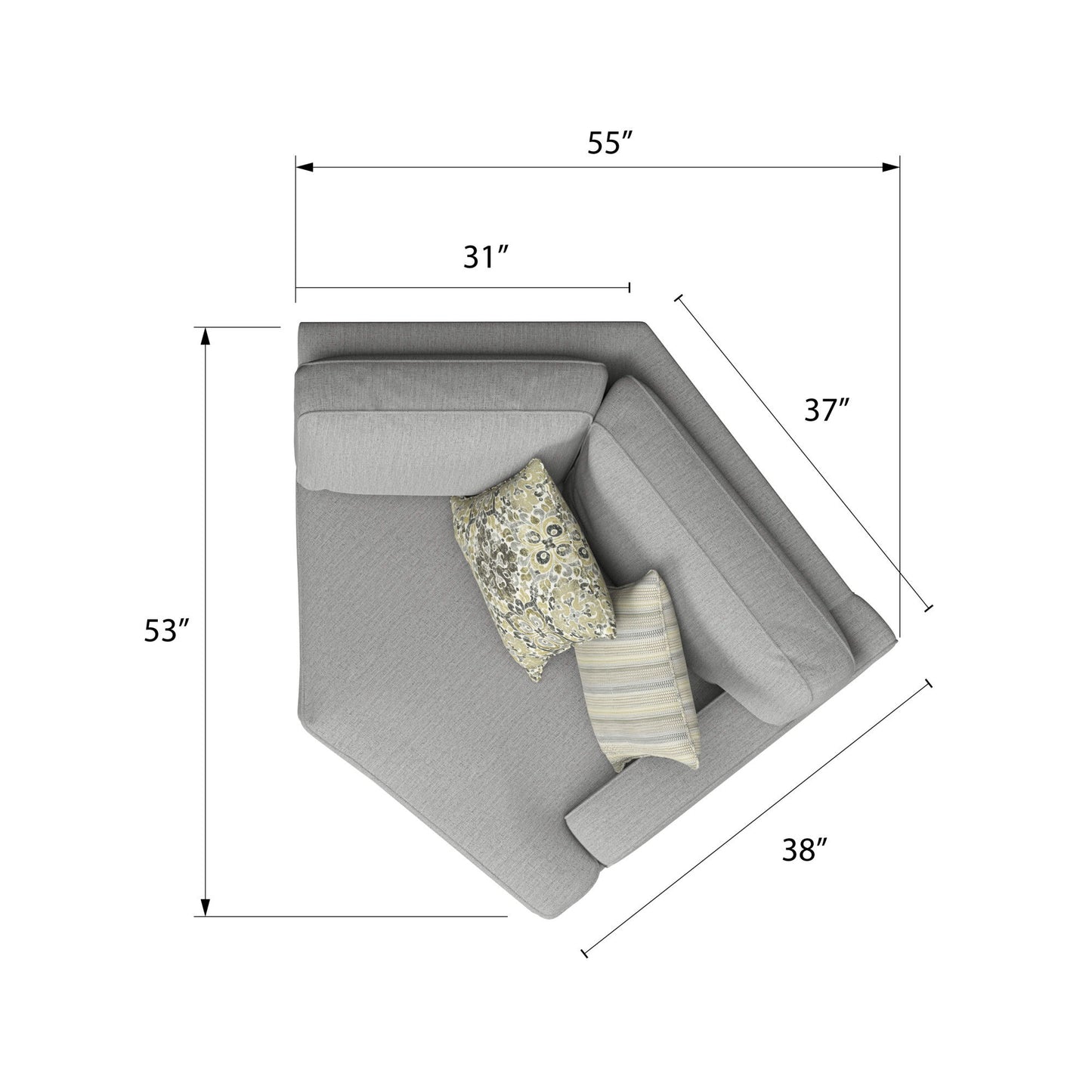 Berza - Left Side Facing Chaise Sectional - Gray