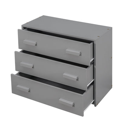 Twin Size Loft Bed With Cabinet And Shelf - Gray