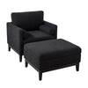 Farmhouse Upholstered Accent Chair With Ottoman Wood Base, Reversible Lid Coffee Table For Living Room Or Office - Black