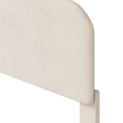 Twin Size Upholstered Platform Bed With Cloud Shaped Board - Beige