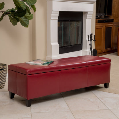 Glouster - Storage Ottoman Leather - Red