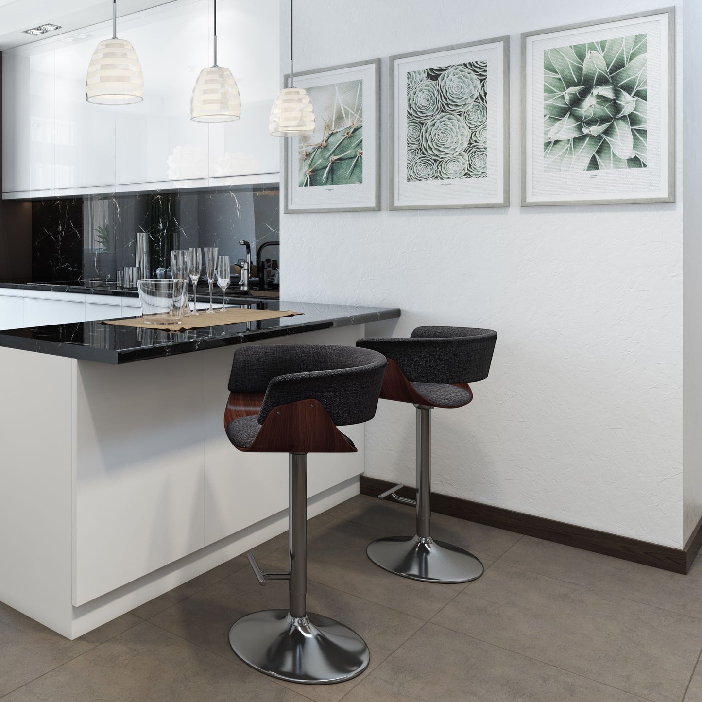 Sheldon - Adjustable Swivel Bar Stool - Charcoal Gray