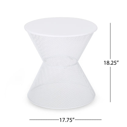 Contemporary Nevada Side Table With Mesh Design - Matte White