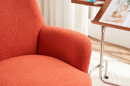 Teddy Swivel Barrel Chair, Swivel Accent Chairs Armchair For Living Room, Reading Chairs For Bedroom Comfy, Round Barrel Chairs With Gold Stainless Steel Base - Orange