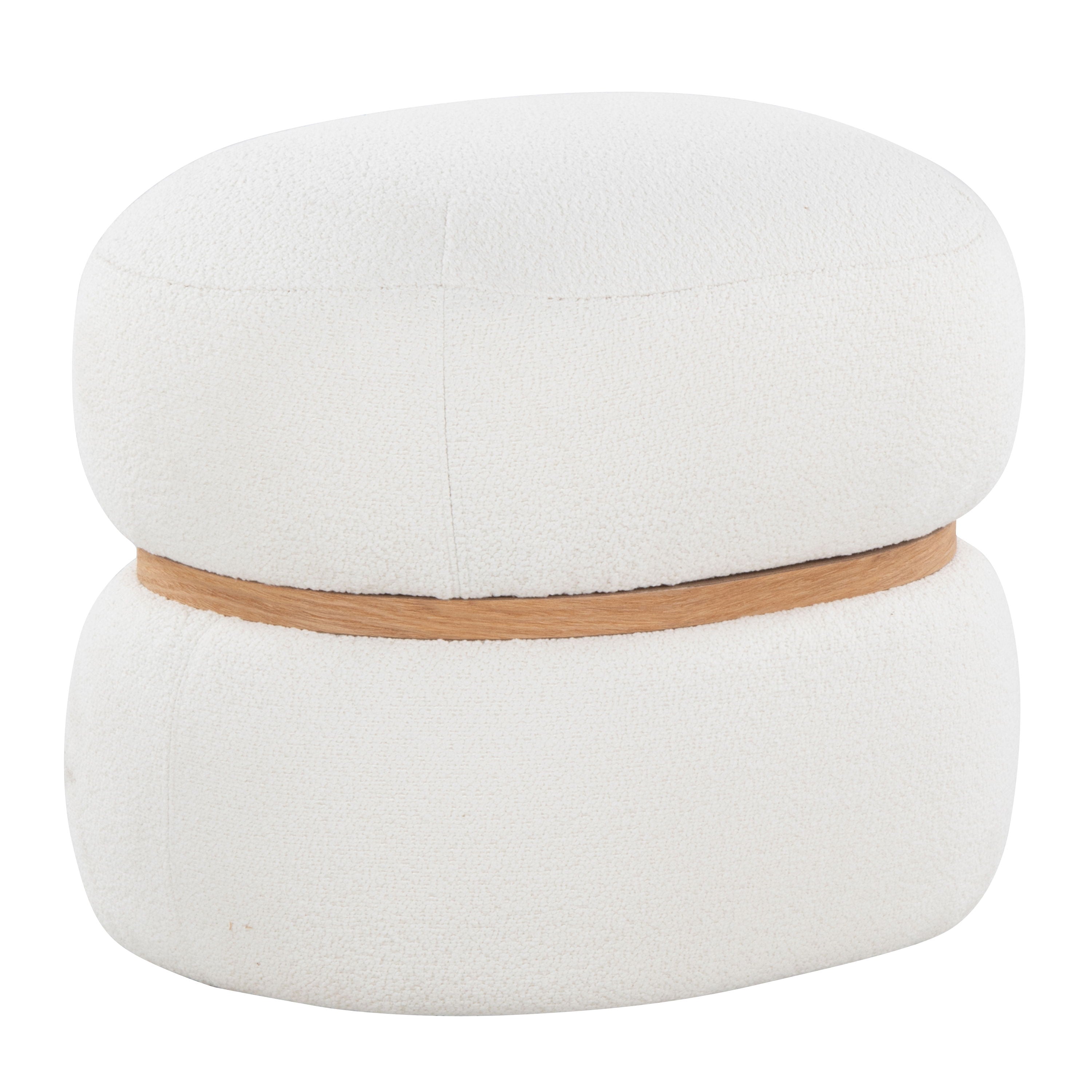 Cinch - Contemporary Pouf Ottoman - Cream / Natural