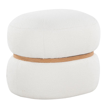 Cinch - Contemporary Pouf Ottoman - Cream / Natural