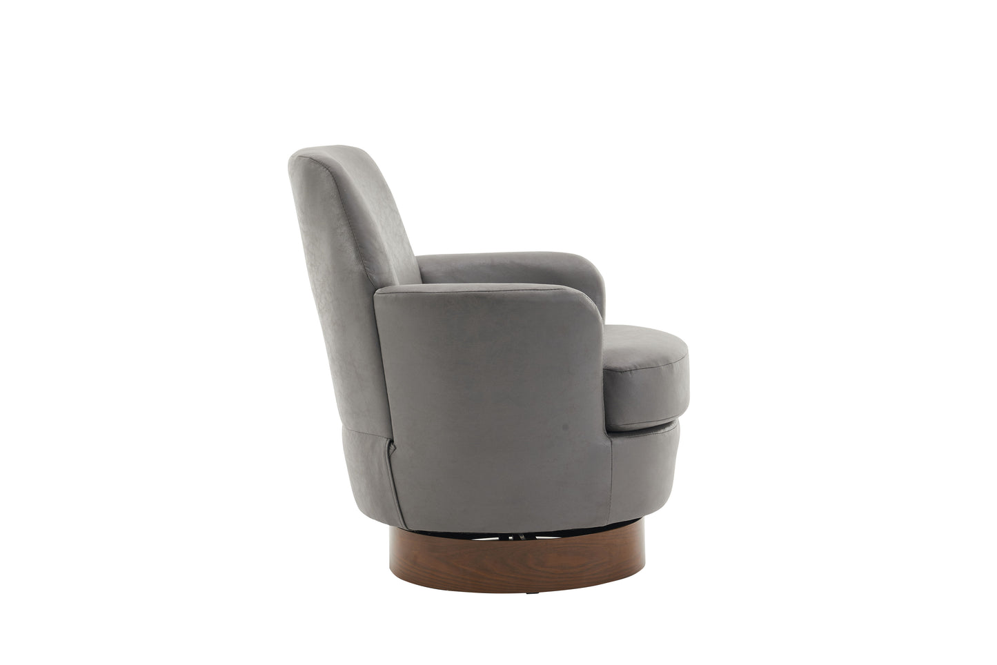 Swivel Barrel Chair, Swivel Accent Chairs Armchair For Living Room, Reading Chairs For Bedroom Comfy, Round Barrel Chairs With Gold Stainless Steel Base - Gray
