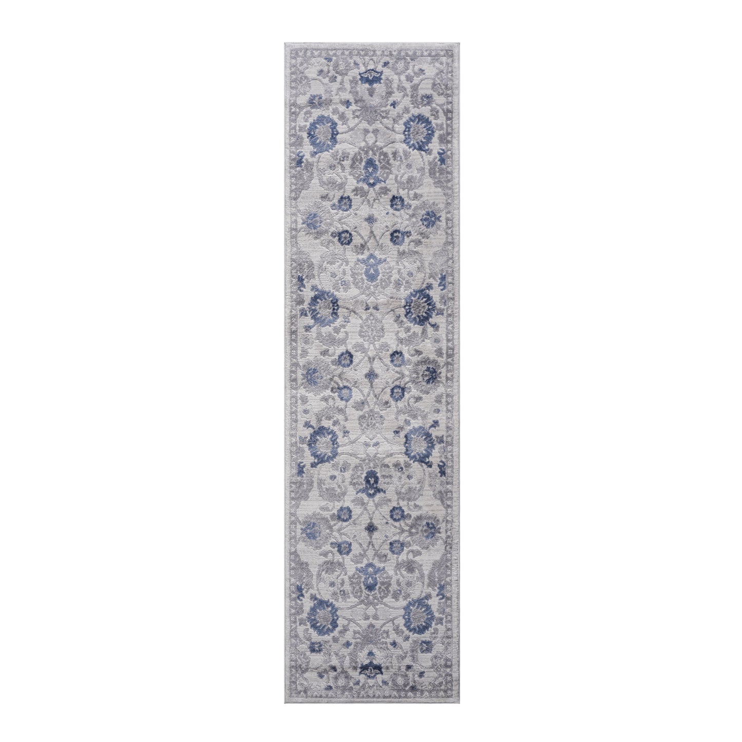 Marfi - 2' X 8' Oriental Runner Rug - Blue / Silver