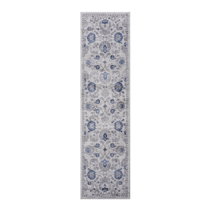 Marfi - 2' X 8' Oriental Runner Rug - Blue / Silver