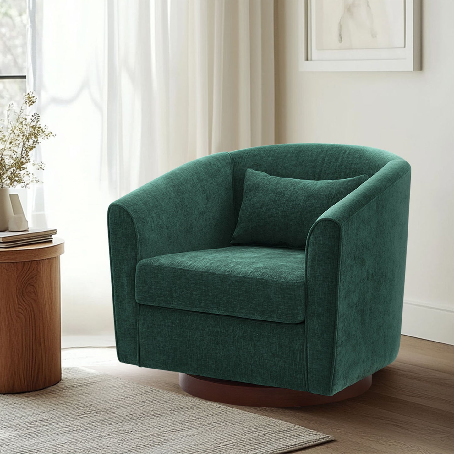 Swivel Accent Chair For Living Room, Sofa Chairs With Base Side, Comfy Swivel Accent Chair With Wide Upholstered, For Living Room - Green